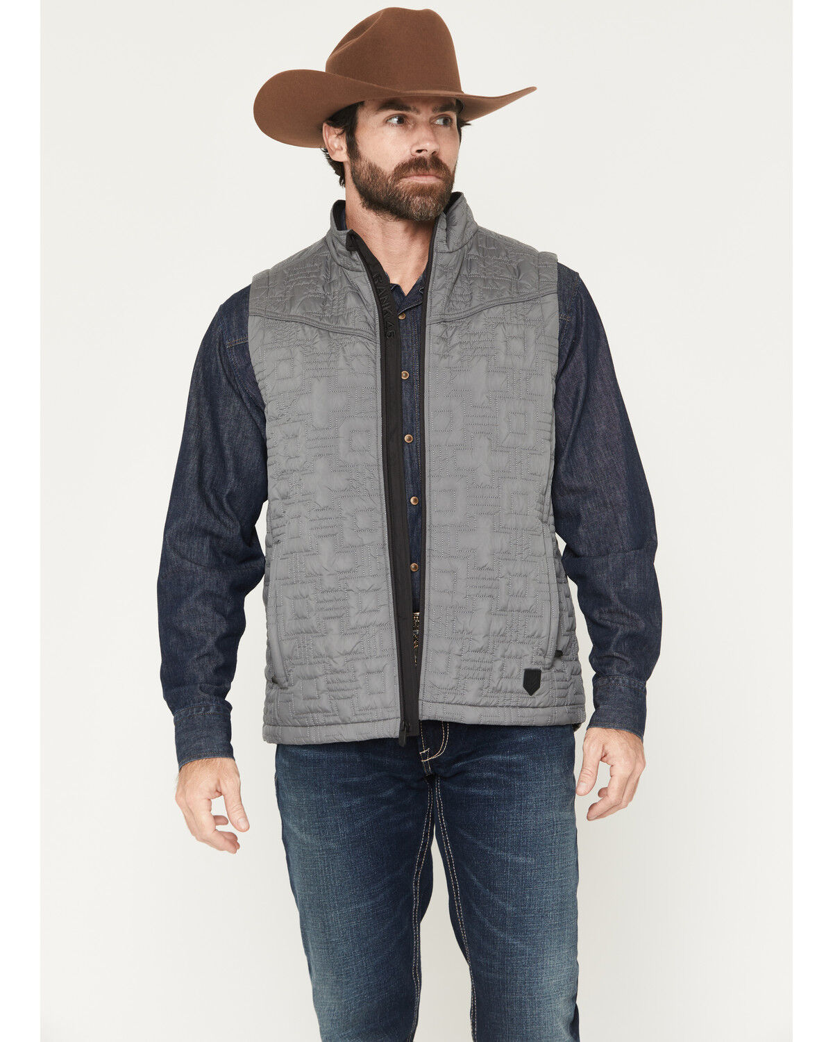 Image #1 - RANK 45® Men's Saline Quilted Insulated Softshell Vest, Charcoal, hi-res