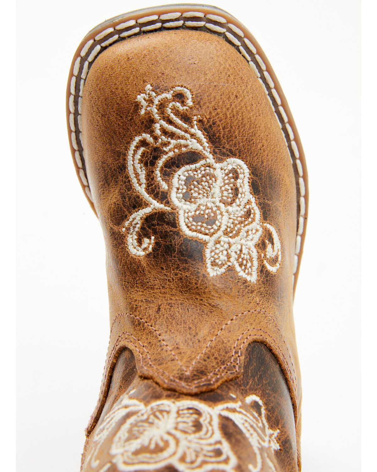 Image #6 - Shyanne Little Girls' Little Bitty Lasy Western Boots - Broad Square Toe, Brown, hi-res