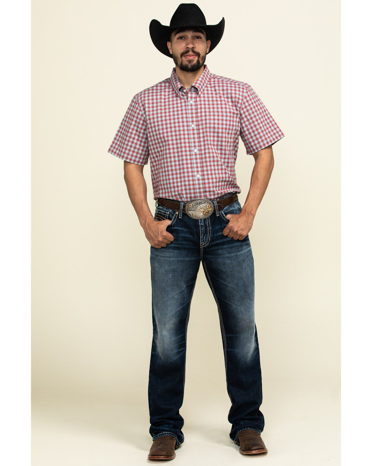 Image #6 - Cody James Core Men's Wild Ride Small Plaid Short Sleeve Western Shirt, , hi-res