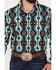 Rock & Roll Denim Men's Southwestern Print Stretch Long Sleeve Button Down Shirt, Teal, hi-res
