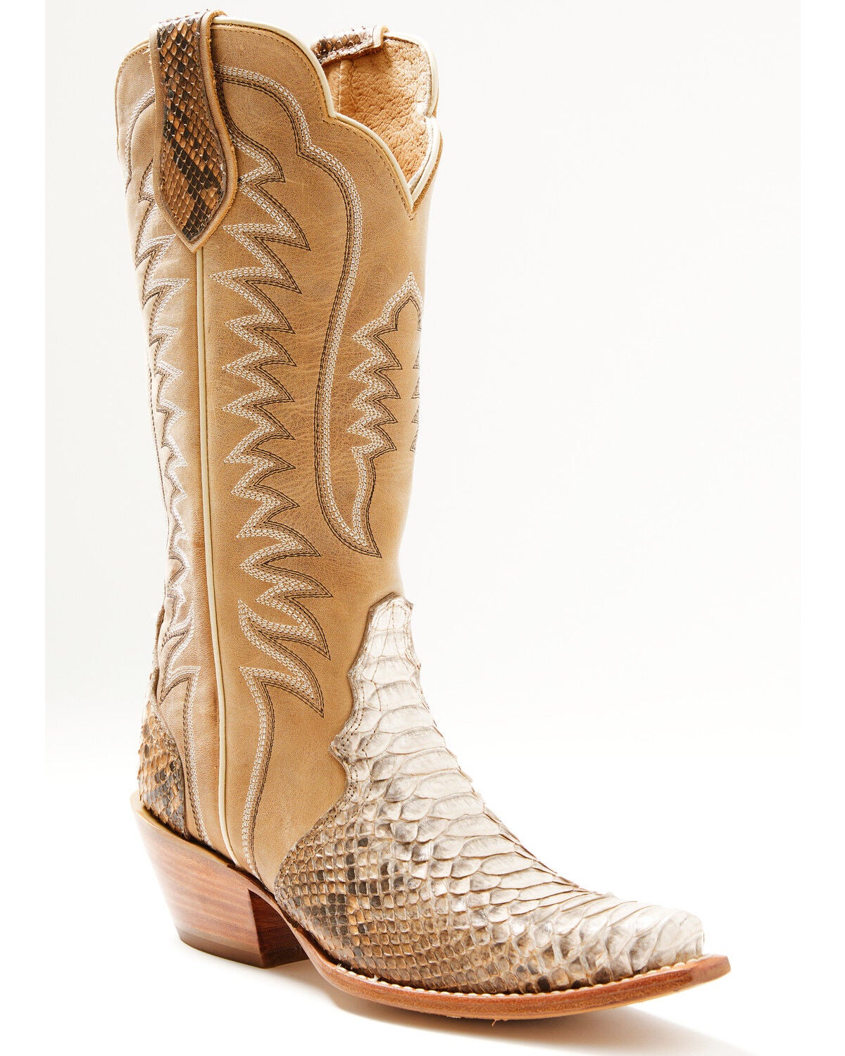 Shyanne Women's Exotic Python Tall Western Boots - Snip Toe, Tan, hi-res