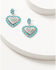 Image #2 - Shyanne Women's Heart Statement Earrings, Silver, hi-res