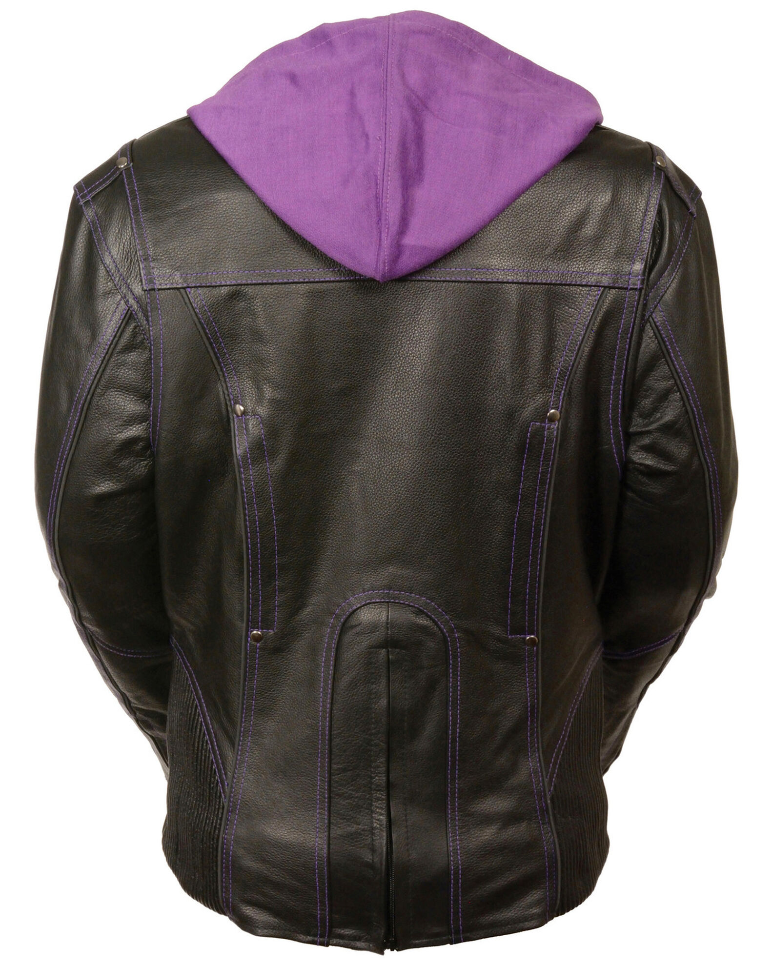 Image #3 - Milwaukee Leather Women's 3/4 Leather Jacket With Reflective Tribal Detail, Black/purple, hi-res