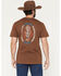 Image #1 - Brixton Men's Boot Barn Exclusive Burrill Short Sleeve Graphic T-Shirt, Brown, hi-res