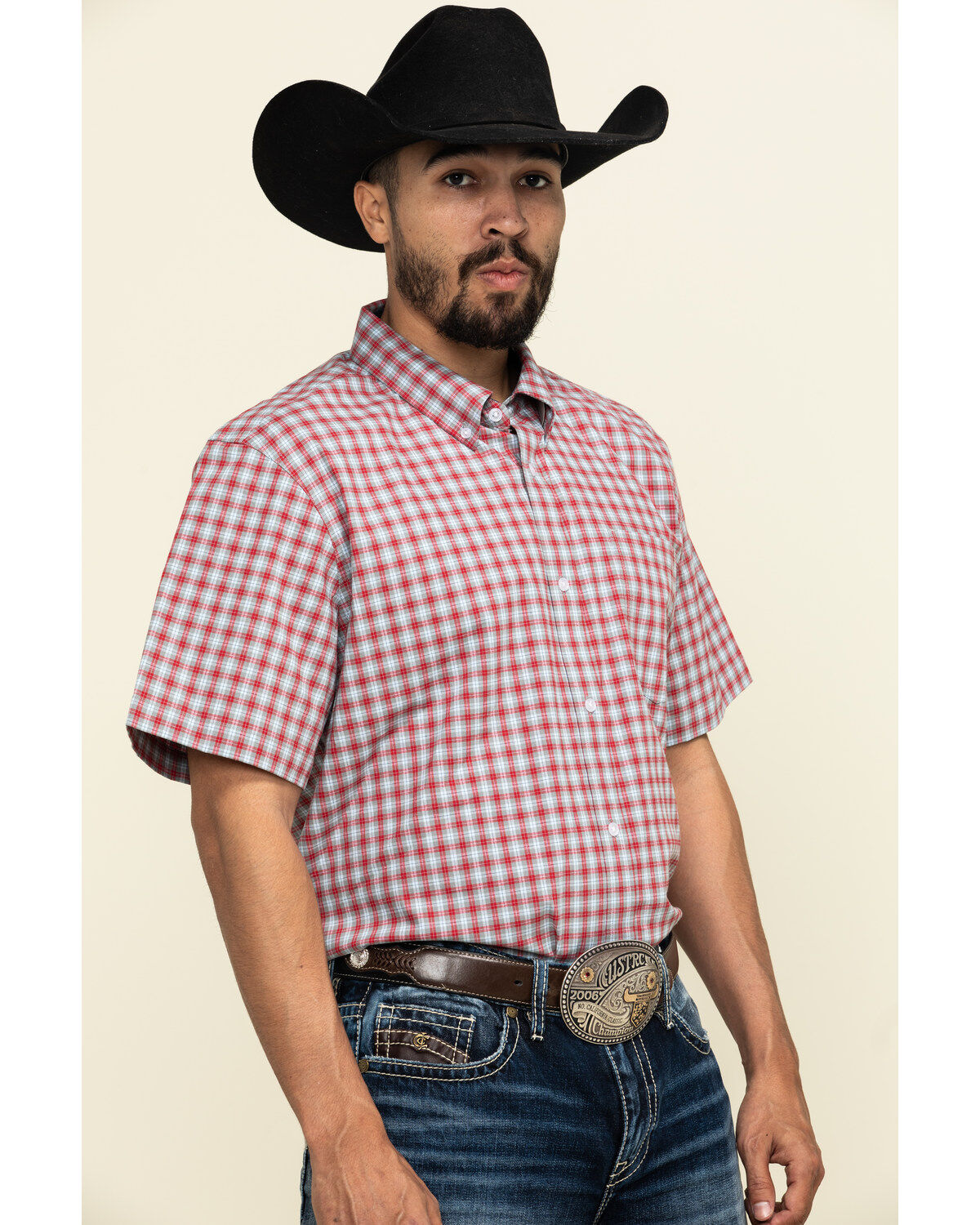 Image #3 - Cody James Core Men's Wild Ride Small Plaid Short Sleeve Western Shirt, , hi-res