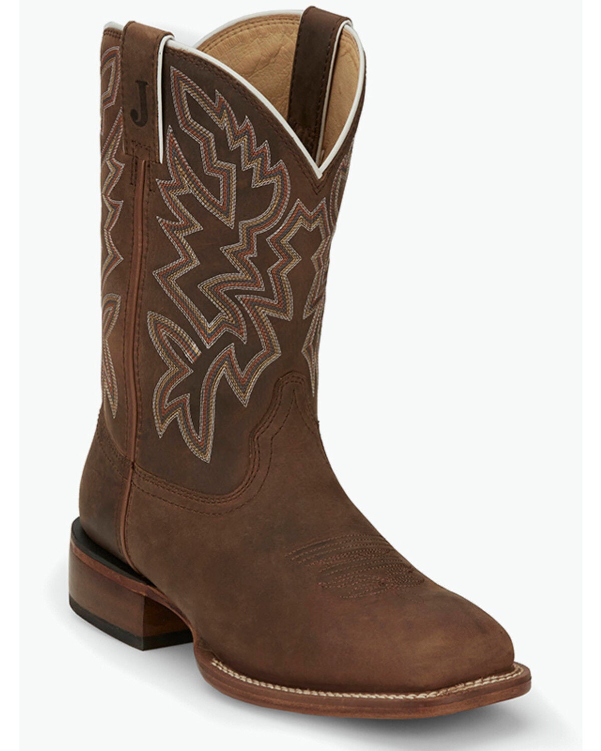 Image #1 - Justin Men's Frontier Western Boots - Broad Square Toe, Brown, hi-res