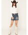 Image #1 - Dakota Blue Women's Dark Wash Belted Western Yoke Denim Mini Skirt, Dark Wash, hi-res