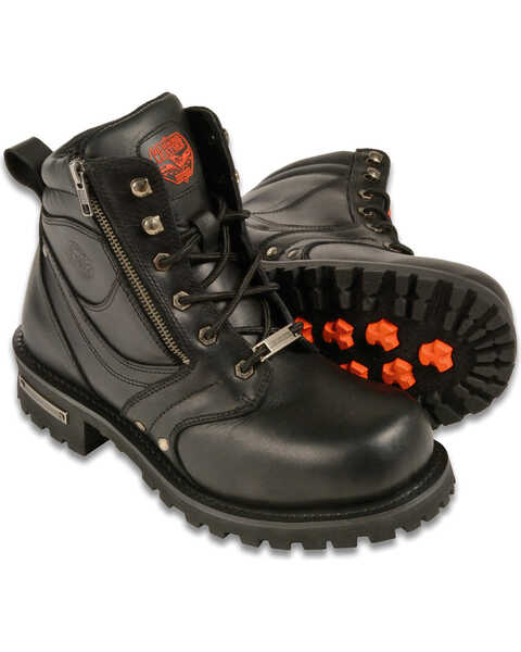 Milwaukee Leather Men's 6" Side Zipper Boots - Round Toe, Black, hi-res