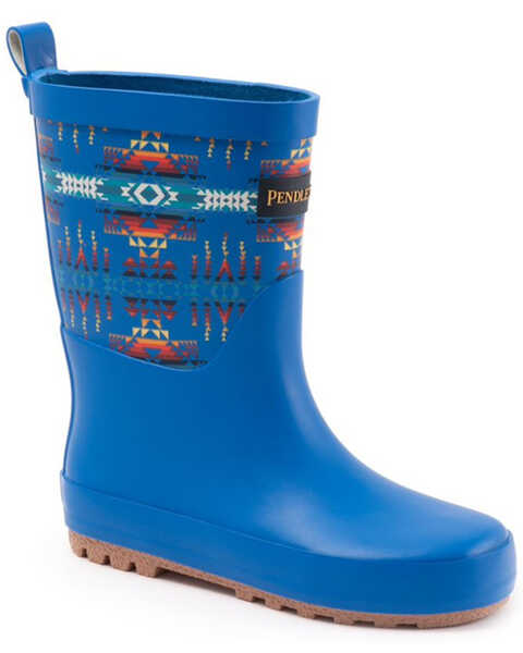 Pendleton Boys' Pilot Rock Mid Rain Boots - Round Toe, Blue, hi-res