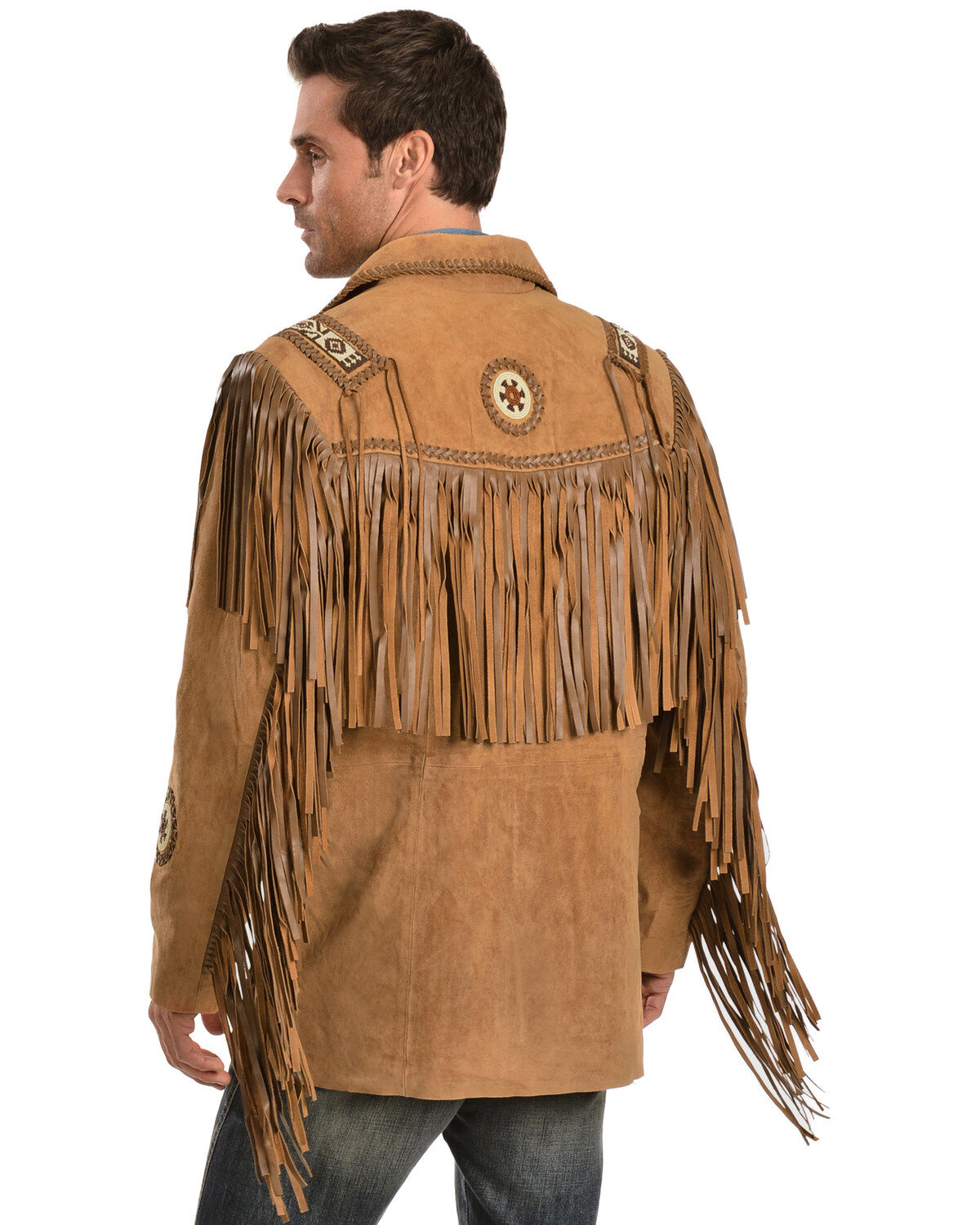 Image #3 - Scully Men's Hand Laced Bead Trim Coat, Buck Tan, hi-res
