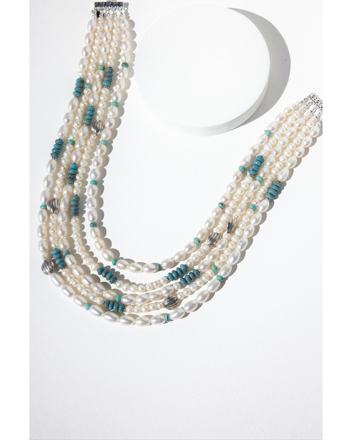 Image #2 - Paige Wallace Women's 5-Layer Pearl Necklace, Silver, hi-res