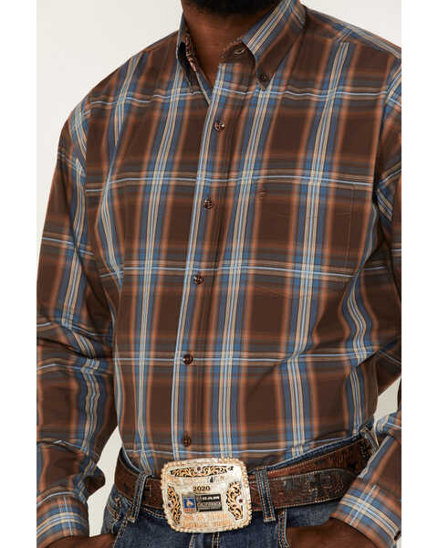 Image #3 - Stetson Men's Large Plaid Print Long Sleeve Button Down Shirt, Brown, hi-res