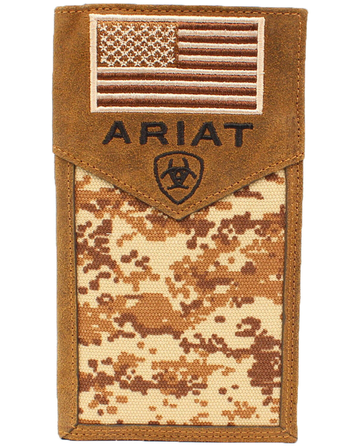 Image #1 - Ariat Men's Rodeo Camo Flag Wallet, Camouflage, hi-res