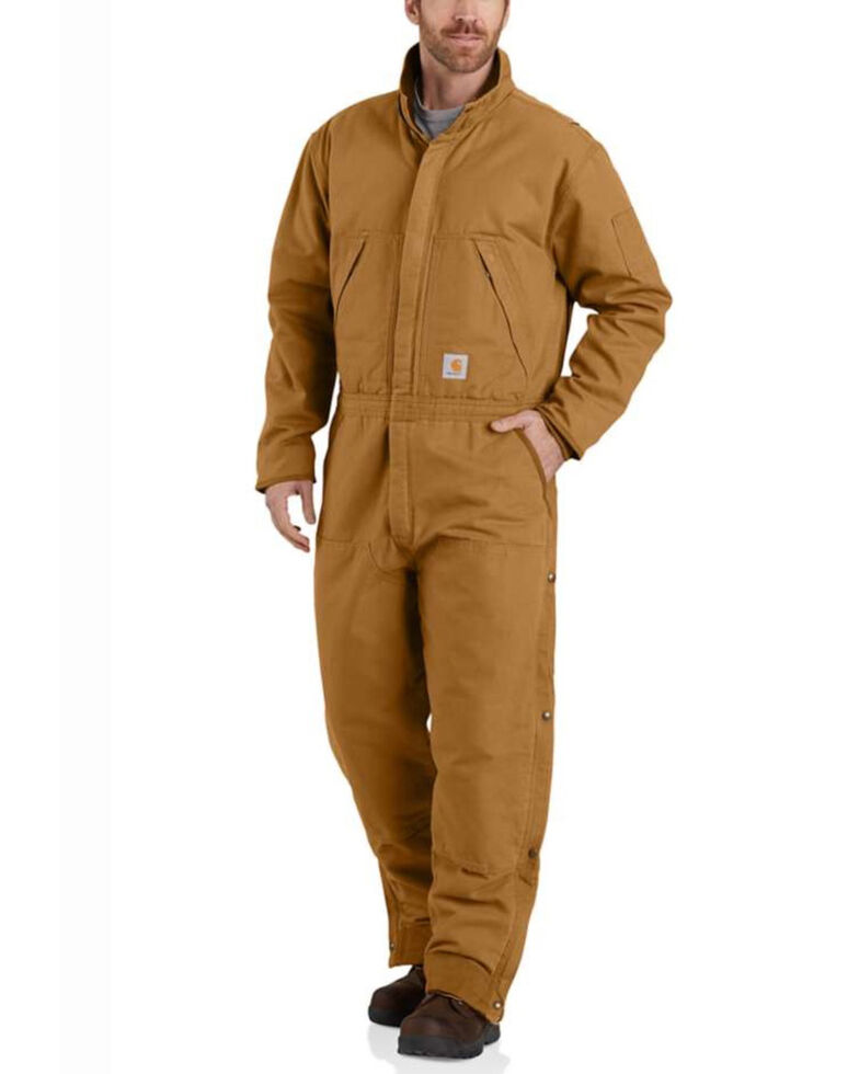 Carhartt Men's Brown M-Washed Duck Insulated Work Coveralls - Tall ...