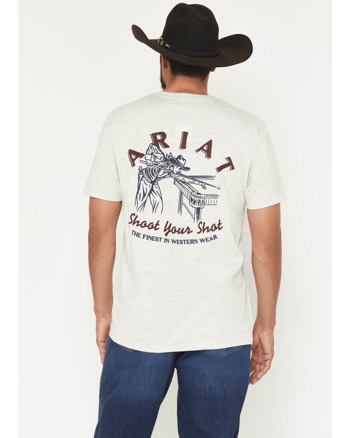 Ariat Men's Straight Shooter Short Sleeve Graphic T-Shirt, Oatmeal, hi-res