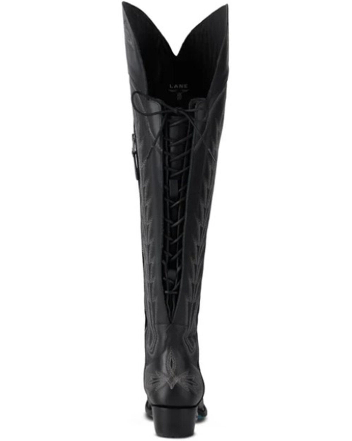 Image #5 - Lane Women's Lexington Over The Knee Corset Western Boots - Snip Toe, Jet Black, hi-res