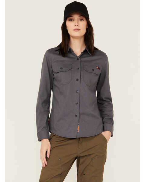 Timberland Pro Women's FR Cotton Core Button-Down Work Shirt , Charcoal, hi-res