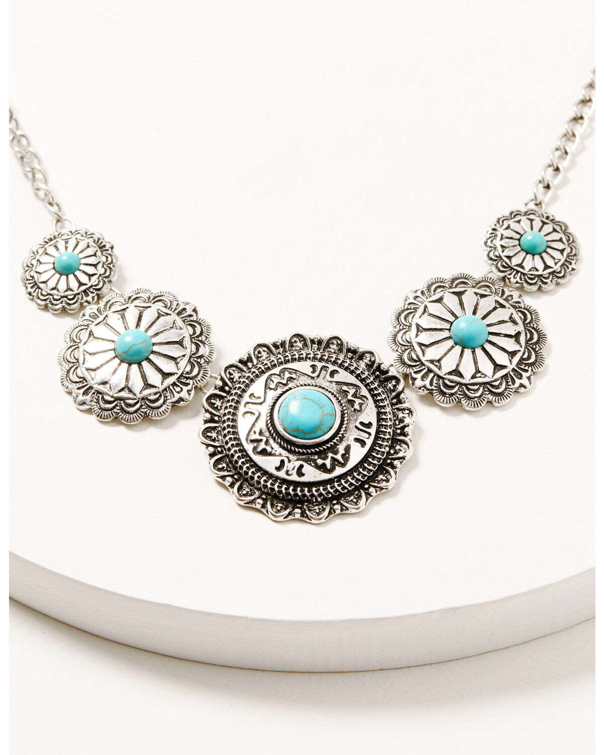 Image #2 - Shyanne Women's 5 Concho Necklace and Earrings Set, Silver, hi-res