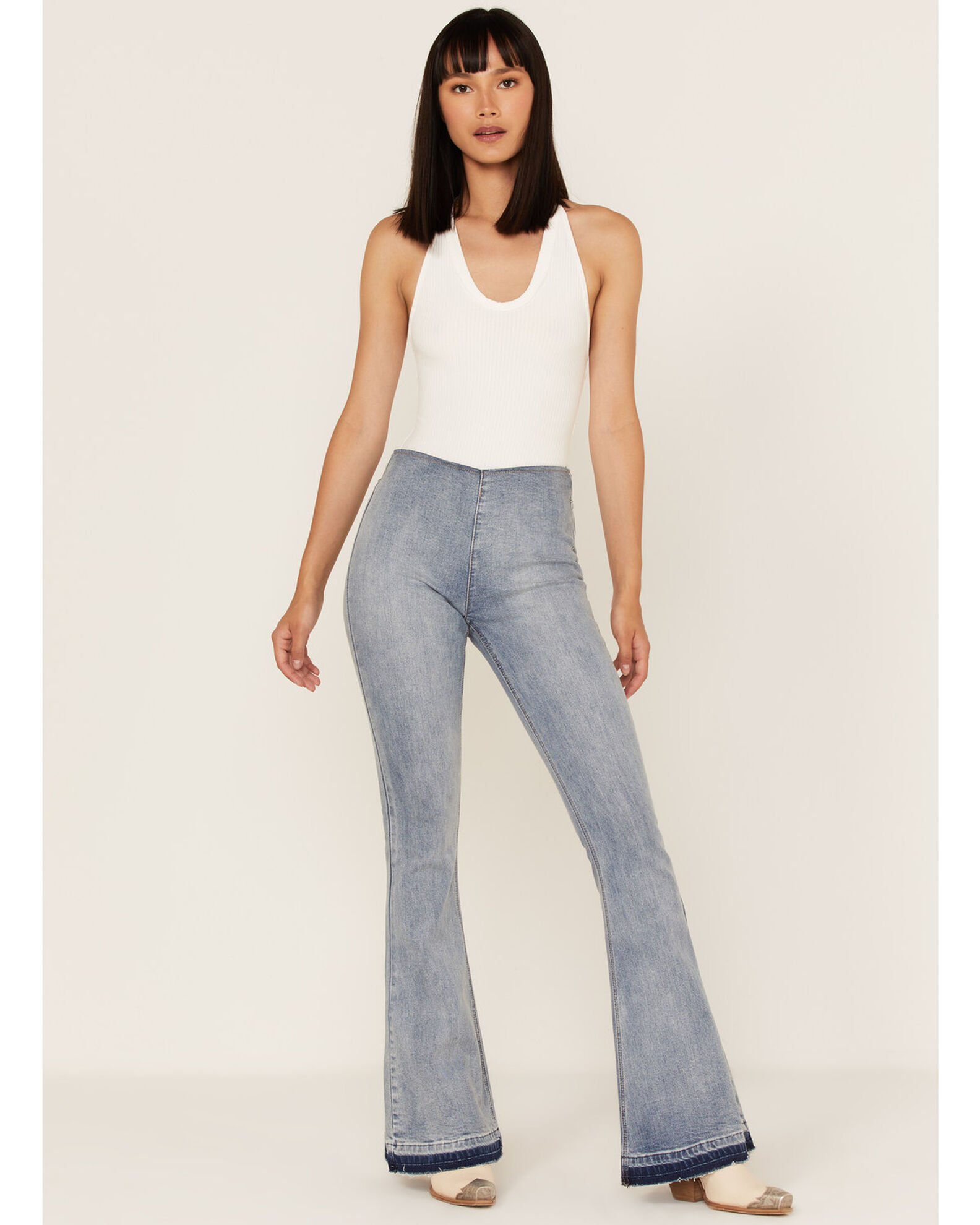 Image #1 - Rock & Roll Denim Women's Light Wash High Rise Flare Jeans, Light Wash, hi-res