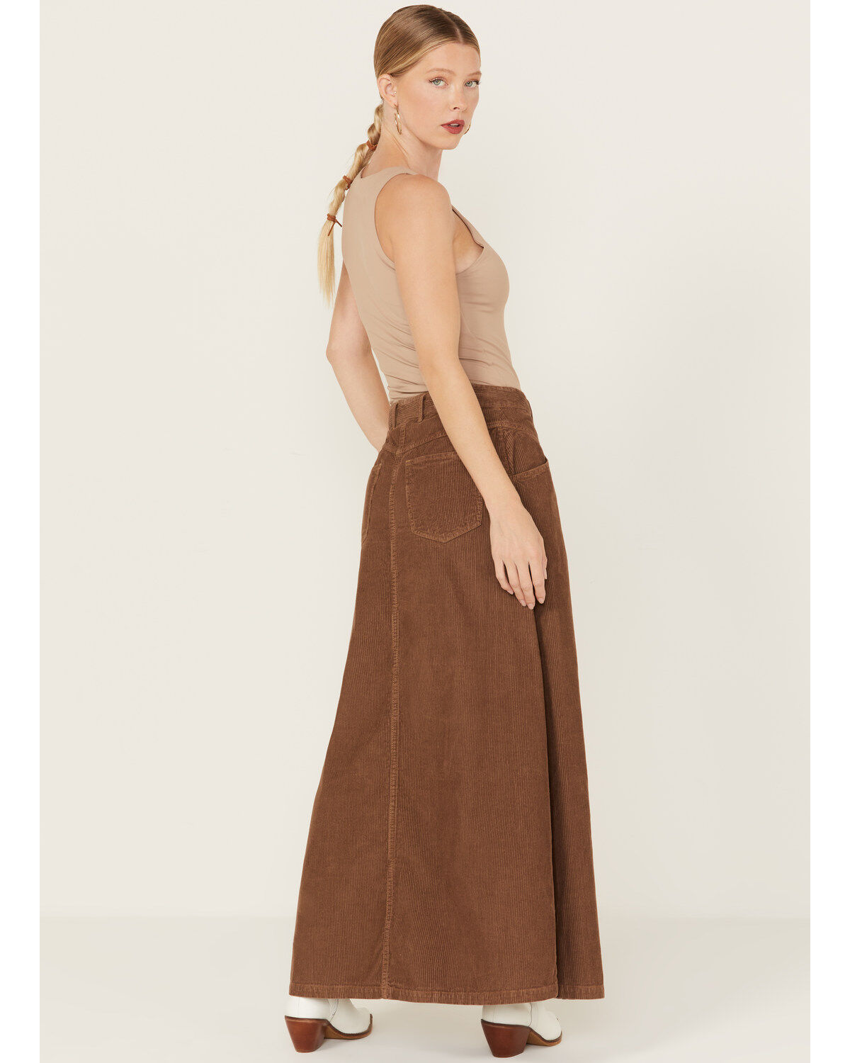Image #3 - Free People Women's Come As You Are Corduroy Maxi Skirt, Chocolate, hi-res