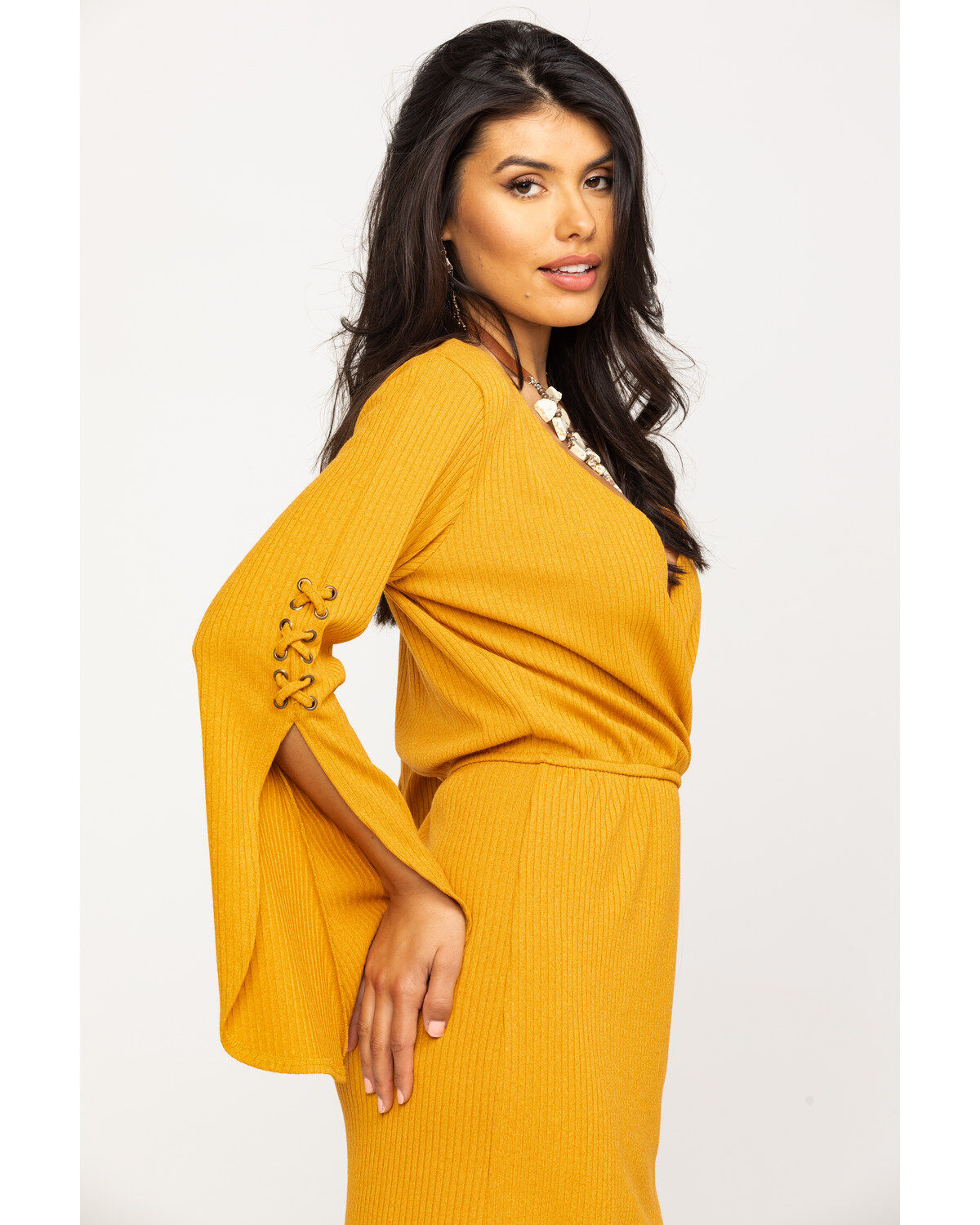 mustard denim dress