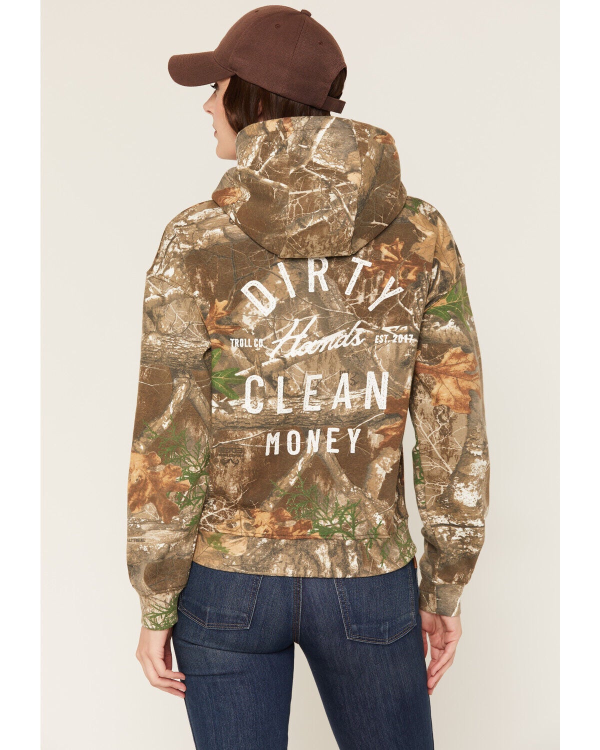 Troll Co Women's Juno Dirty Hands Clean Money Camo Print Hoodie, Camouflage, hi-res