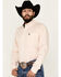 Image #2 - Cinch Men's Striped Long Sleeve Button-Down Western Shirt, Peach, hi-res