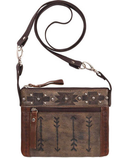American West Blue Ridge Distressed Charcoal Leather Crossbody Bag – The  Western Company
