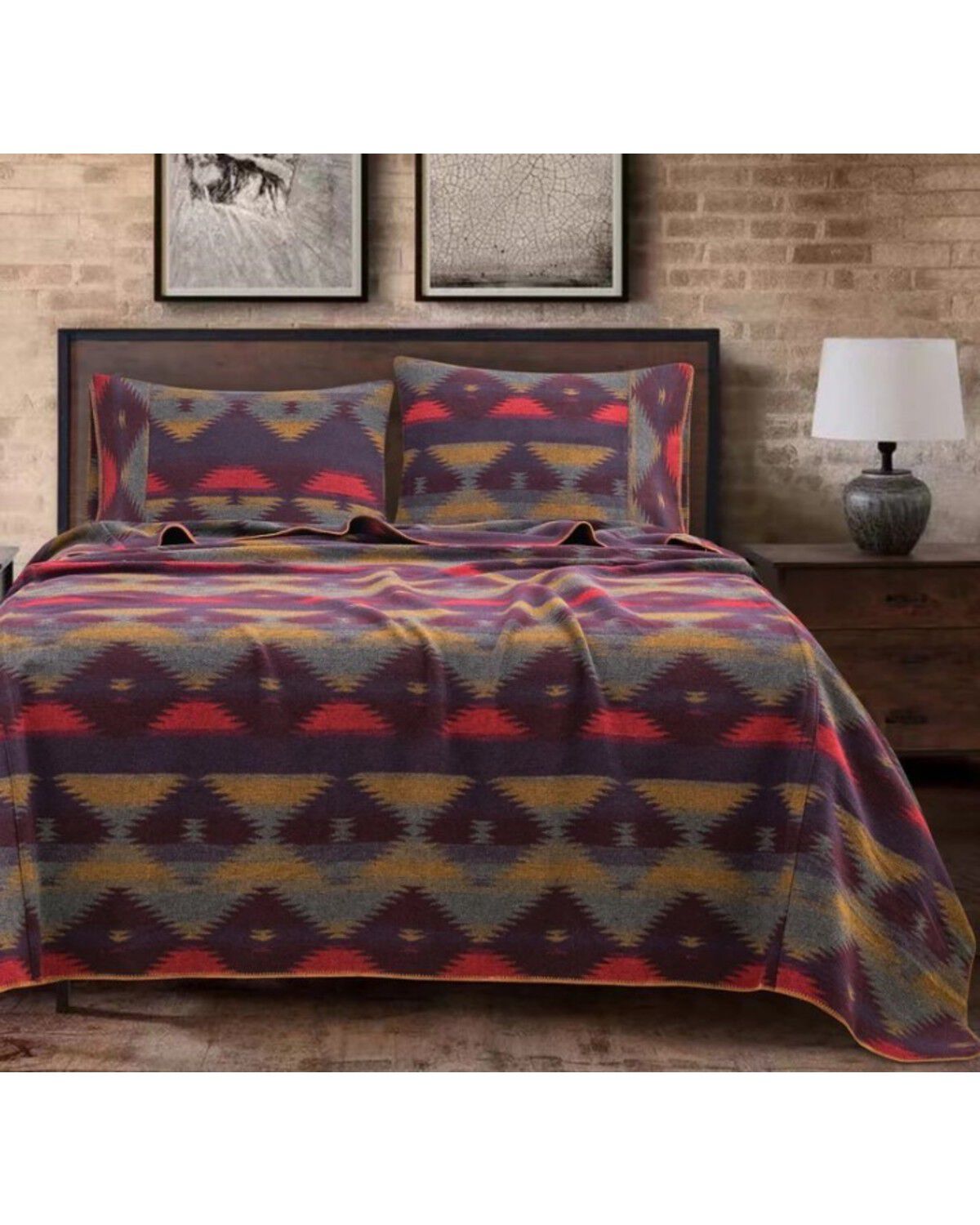 HiEnd Accents Gila Wool Blend King Size Blanket Set - 3 Piece, Multi, hi-res