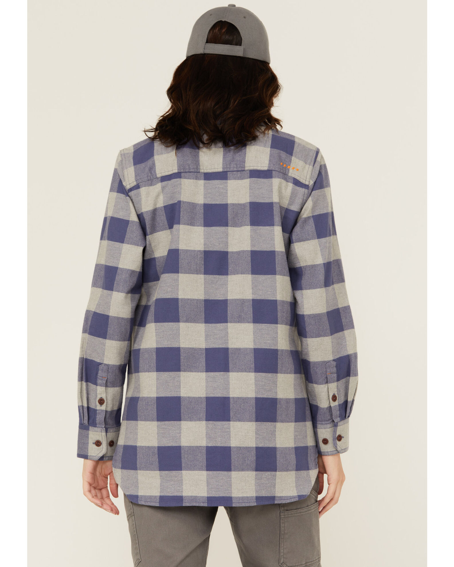 Image #4 - Ariat Women's Rebar Tunic Long Sleeve Button-Down Flannel Work Shirt, Blue, hi-res