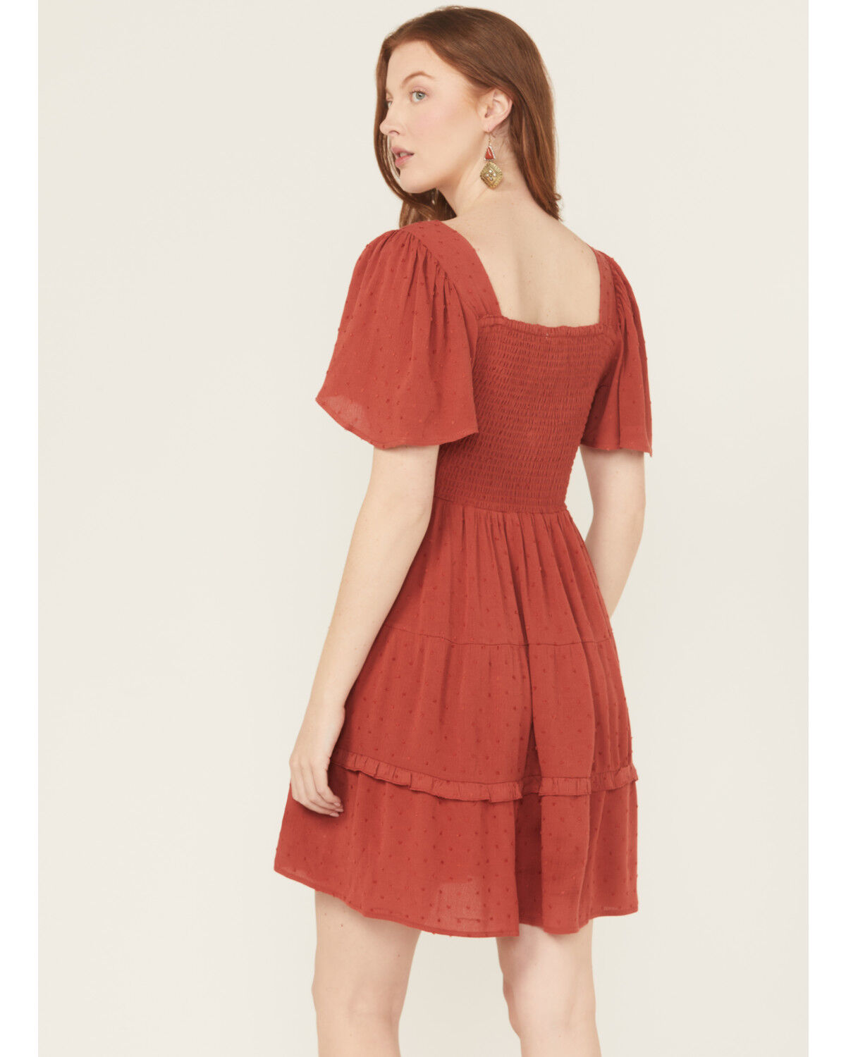 Product Name:  Wild Moss Women's Crochet Inset Twist Front Short Sleeve Mini Dress
