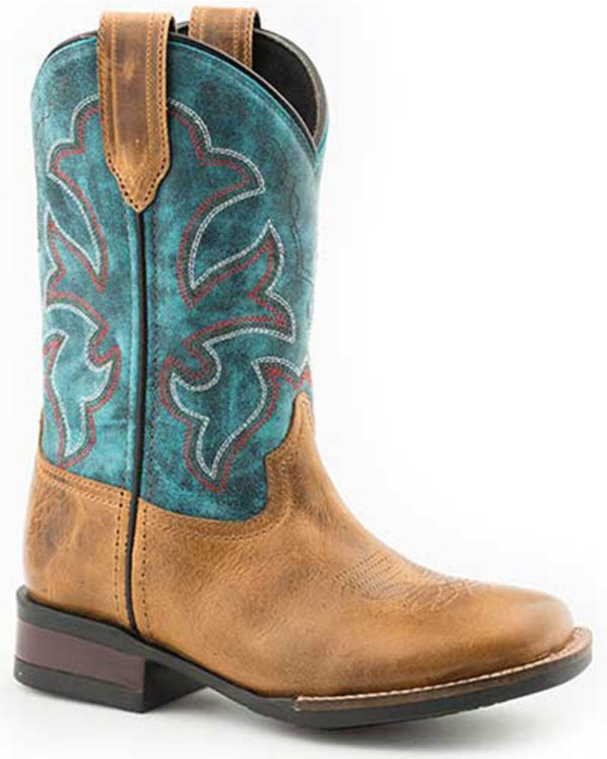 Roper Boys' Monterey Western Boots - Broad Square Toe, Tan, hi-res