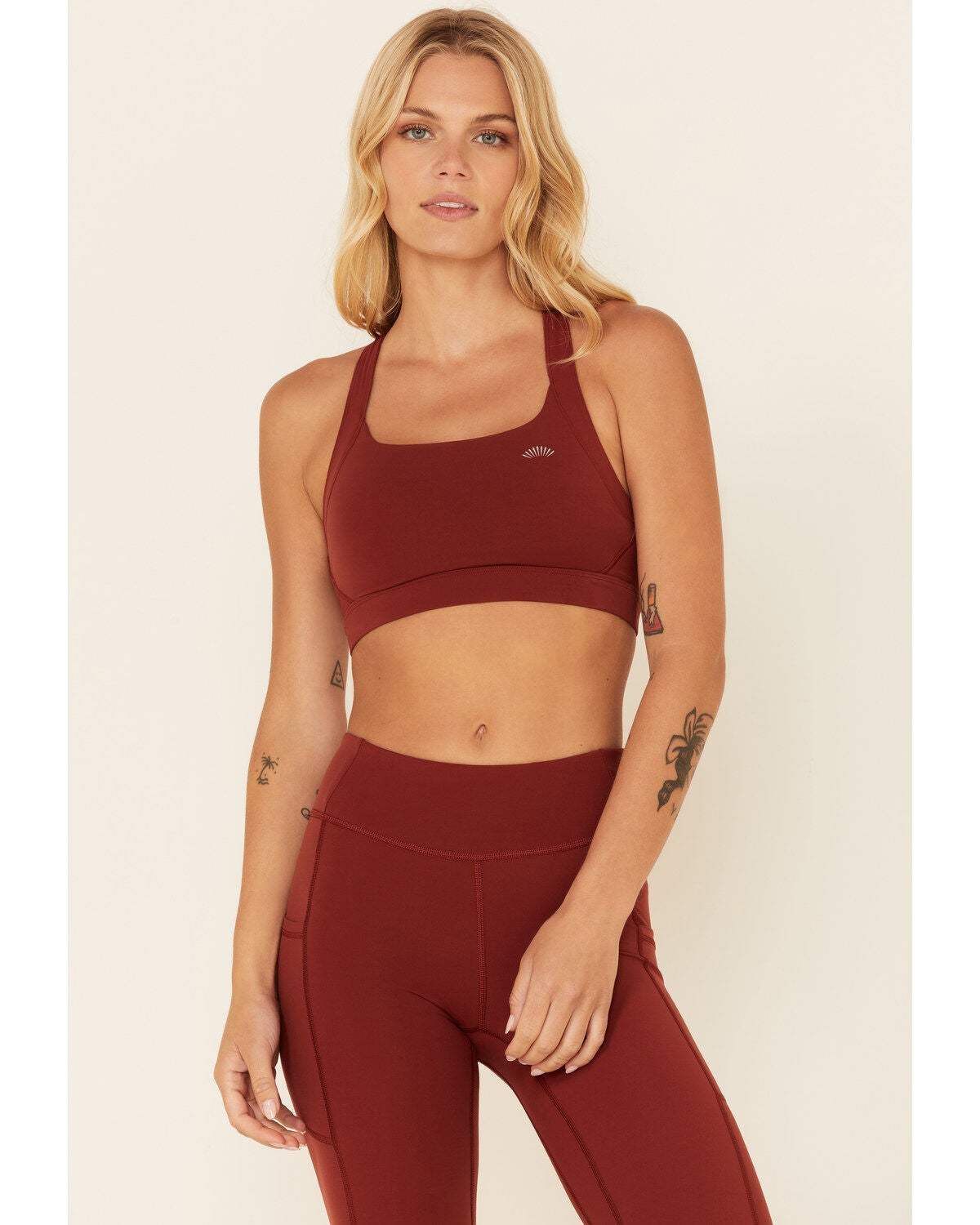 Shyanne Women's Solid Riding Sports Bra, Chocolate, hi-res