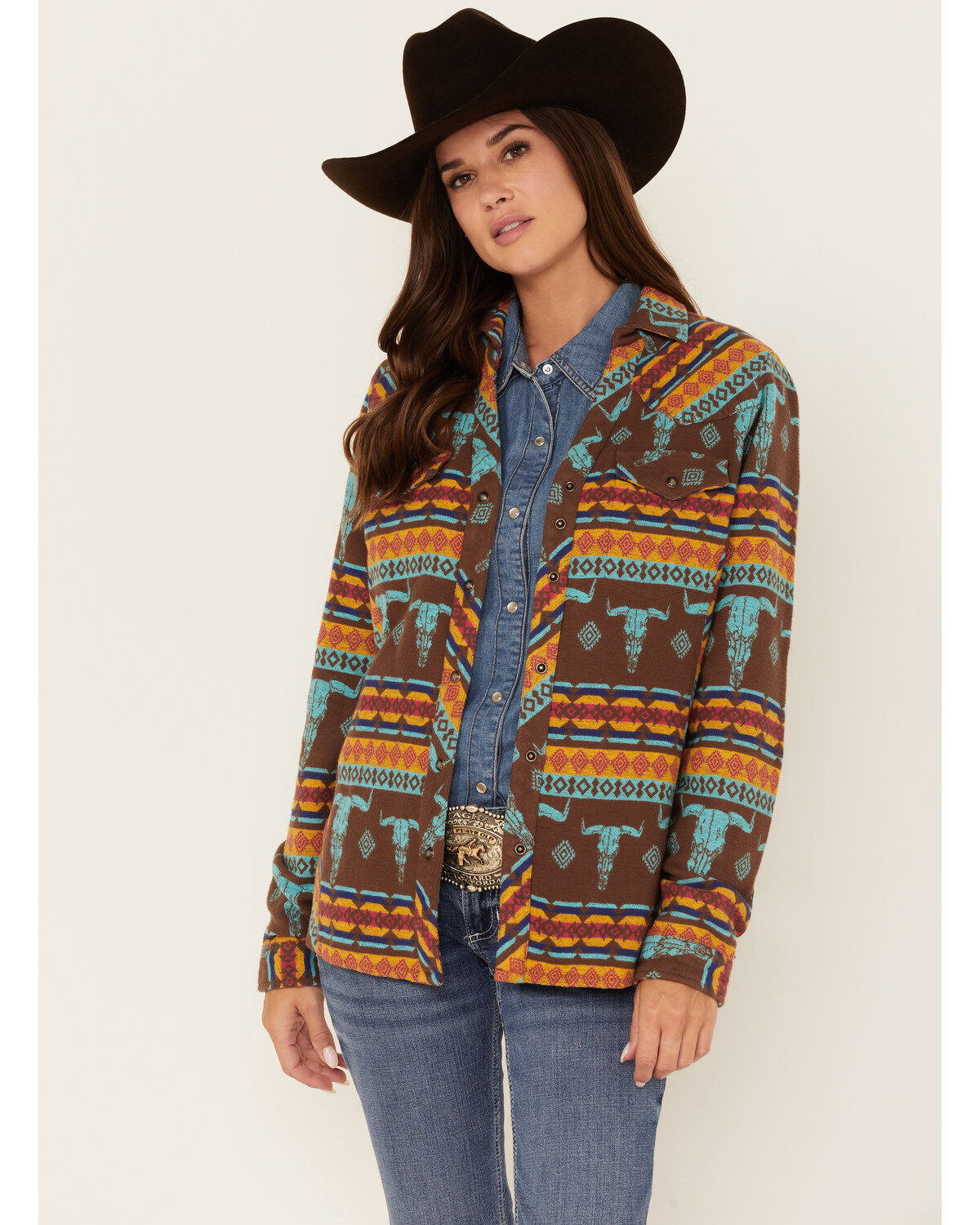 Image #1 - Outback Trading Co Women's Lorelei Long Sleeve Performance Shirt, Brown, hi-res