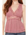 Image #3 - Wild Moss Women's Lace Tank, Mauve, hi-res