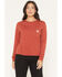 Image #1 - Carhartt Women's TENCEL™ Fiber Series Loose Fit Long Sleeve Crewneck Pocket T-Shirt, Red, hi-res