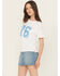 Image #2 - Blended Women's Eyelet Embroidered Short Sleeve Graphic Tee, White, hi-res