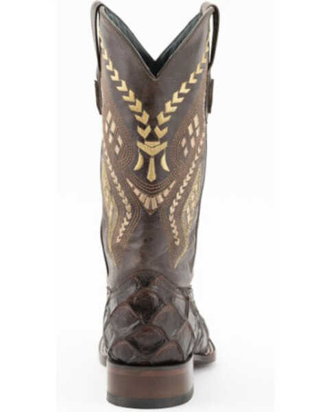 Image #4 - Ferrini Men's Bronco Brown Pirarucu Print Western Boots - Broad Square Toe, Brown, hi-res