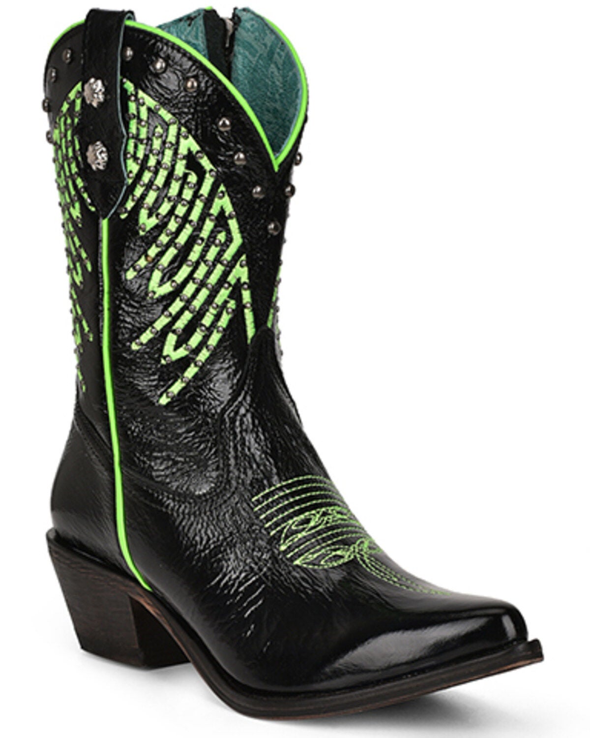 Corral Women's Fluorescent Embroidered and Studded Western Boots - Round Toe, Black, hi-res