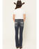 Image #1 - Grace in LA Girls' Dark Wash Floral Pocket Bootcut Stretch Denim Jeans, Dark Wash, hi-res