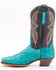 Dan Post Women's Exotic Seabass Skin Western Boots - Square Toe, Black/turquoise, hi-res