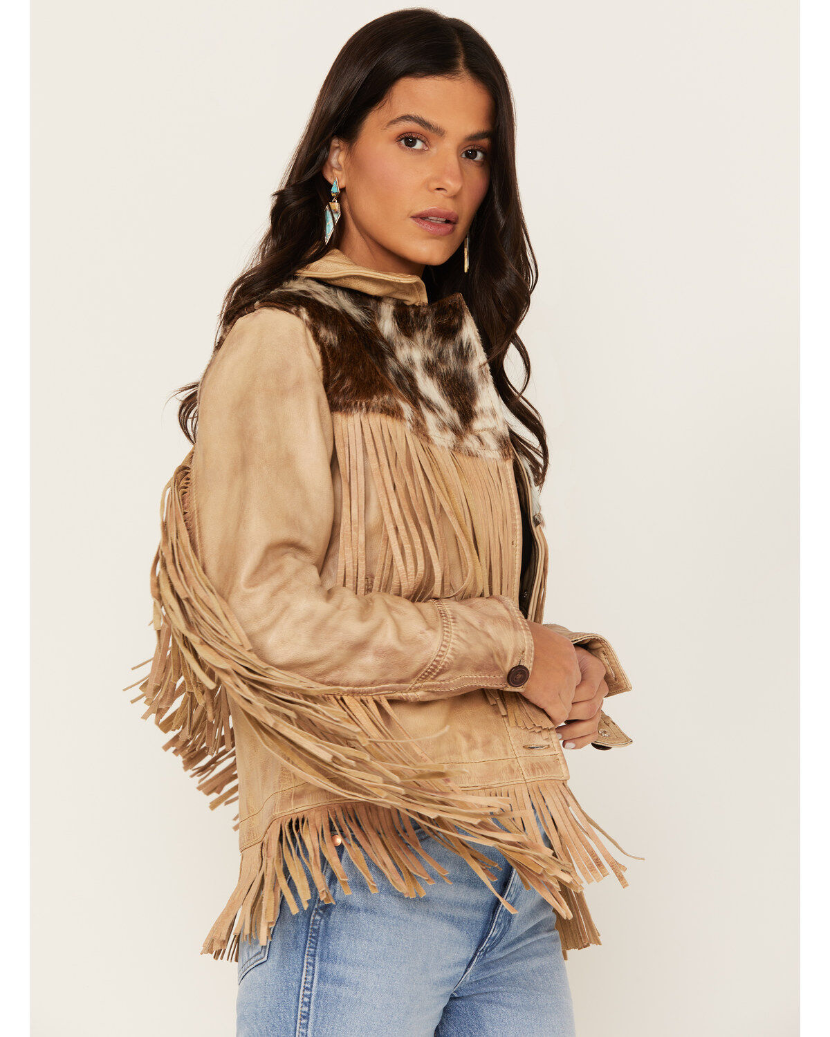 Image #2 - STS Ranchwear Women's Cowhide Frontier Fringe Jacket, Tan, hi-res