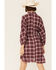 Image #3 - Wild Moss Women's Burgundy Long Sleeve Plaid Shirt Mini Dress, Burgundy, hi-res