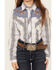 Ely Walker Girls' Textured Retro Plaid Print Long Sleeve Pearl Snap Western Shirt, White, hi-res