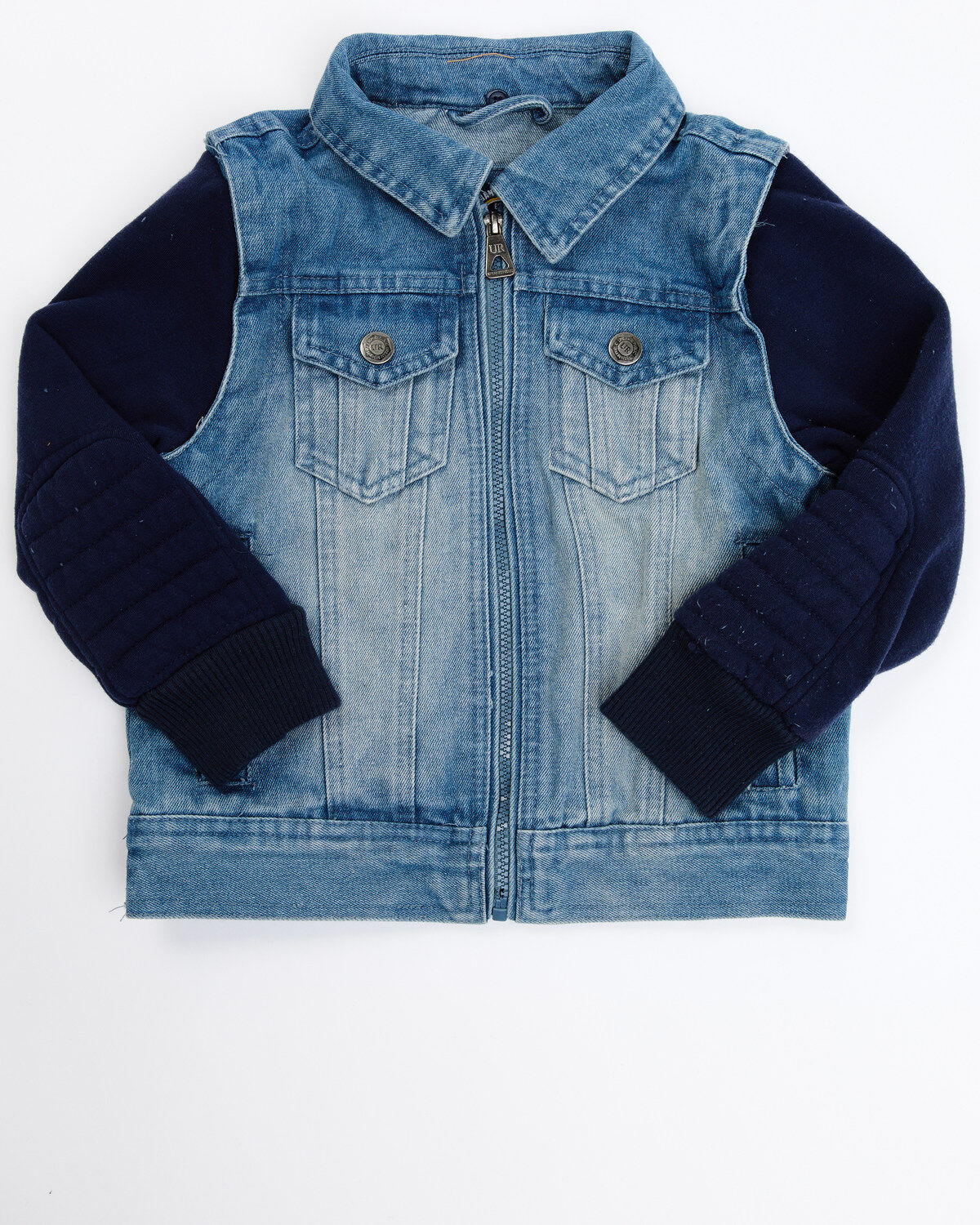 Image #3 - Urban Republic Boys' Denim Vest Layered Jacket, Navy, hi-res