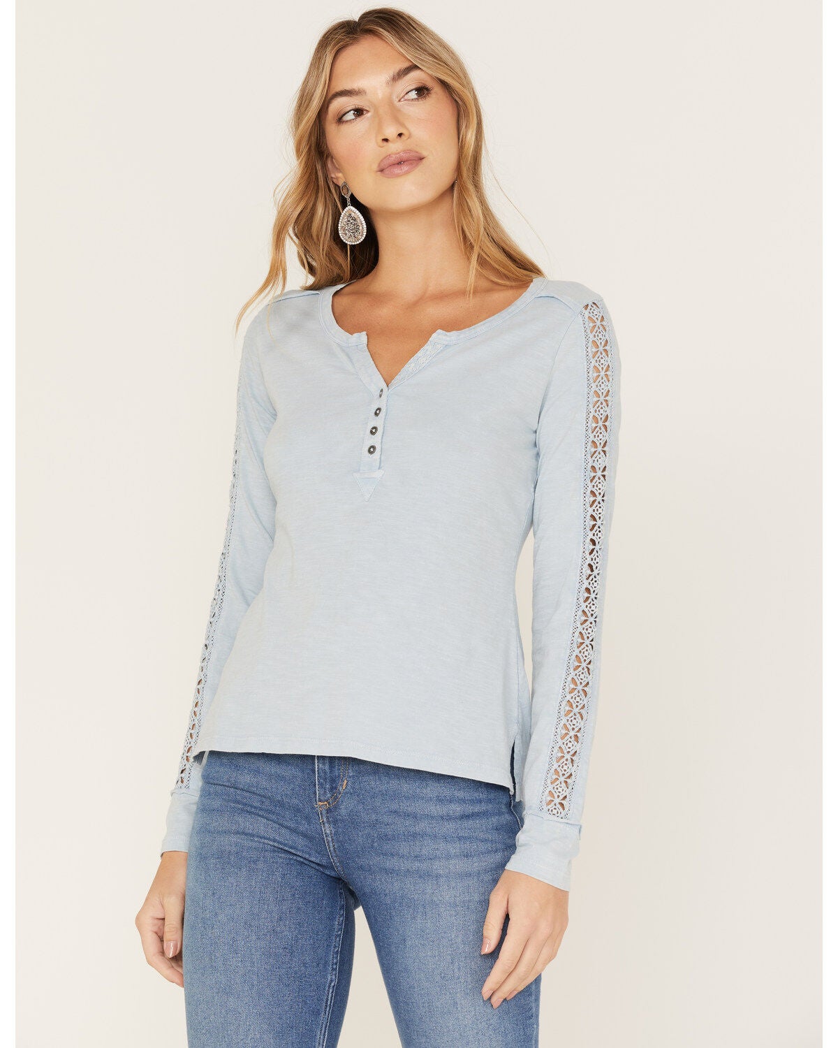 Idyllwind Women's Trustie Henley Top, Steel Blue, hi-res