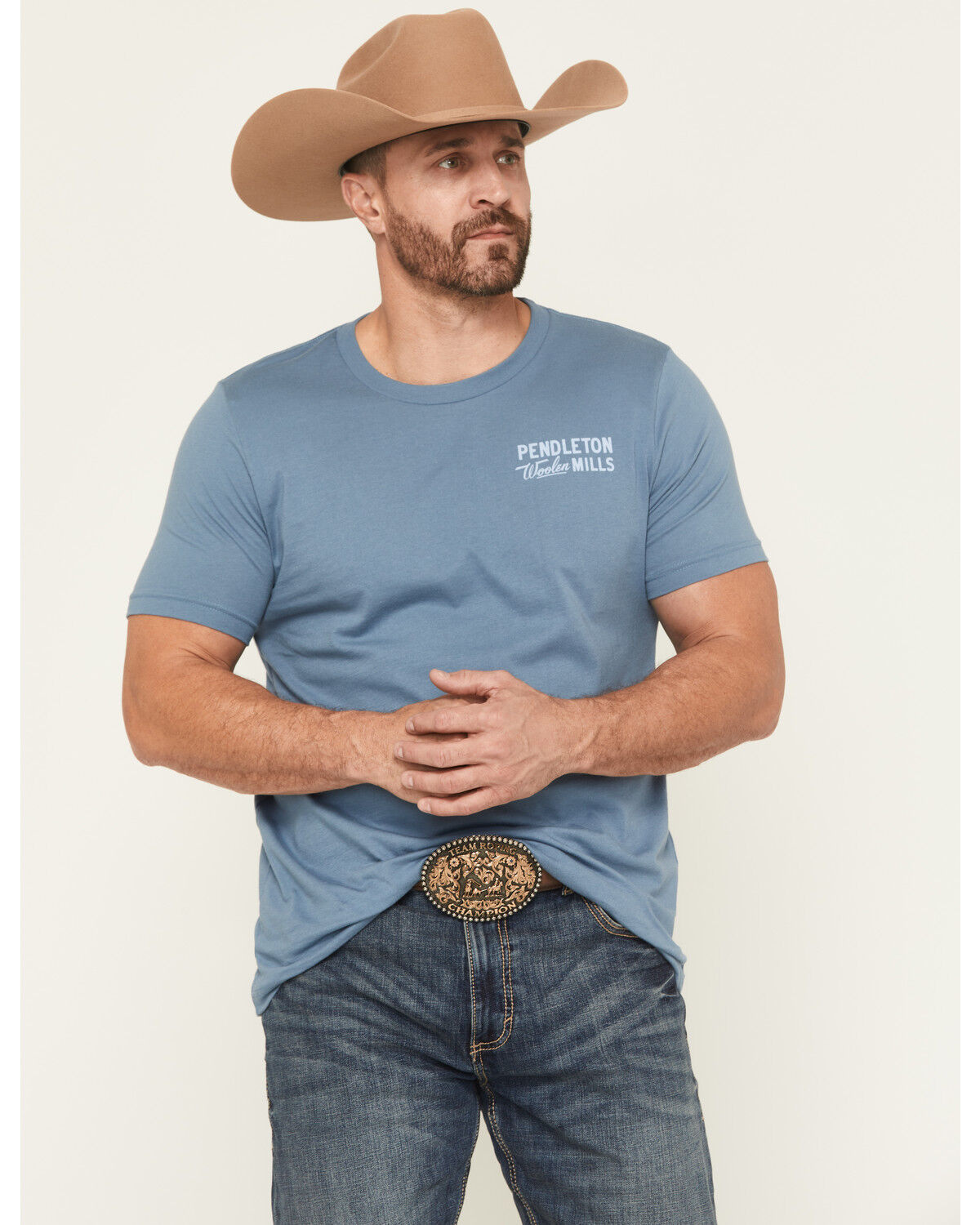 Image #2 - Pendleton Men's General Logo Short Sleeve Graphic T-Shirt, Blue, hi-res