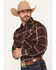 Image #2 - Ely Walker Men's Plaid Print Long Sleeve Pearl Snap Western Shirt, Black, hi-res