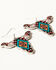 Shyanne Women's Longhorn Southwest Print Earrings, Silver, hi-res