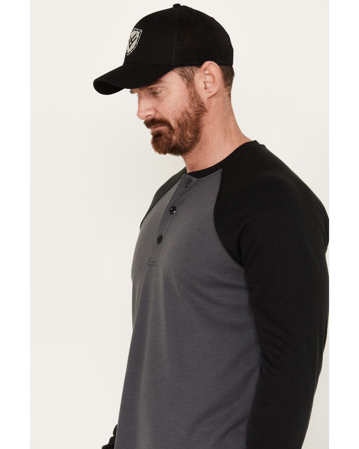 Image #2 - Cody James Men's FR Raglan Long Sleeve Henley Work Shirt, Black, hi-res